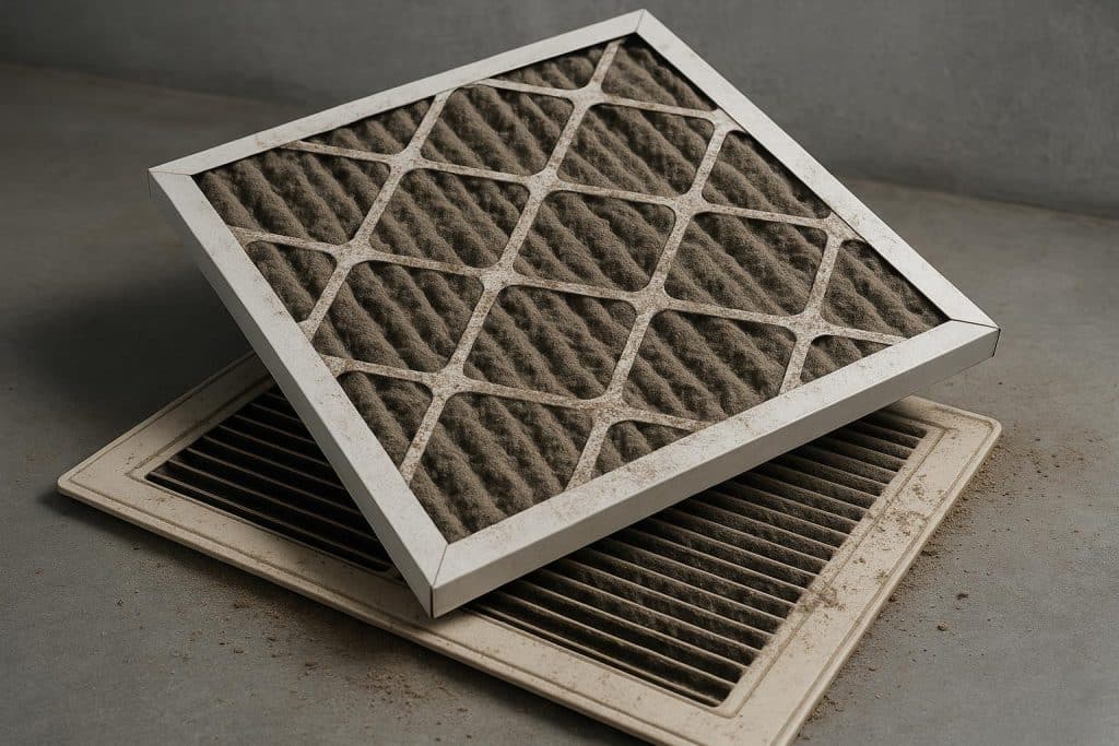 The Cost of Ignoring Filter Maintenance Dirty air filter illustrating consequences of neglecting filter maintenance in home HVAC systems