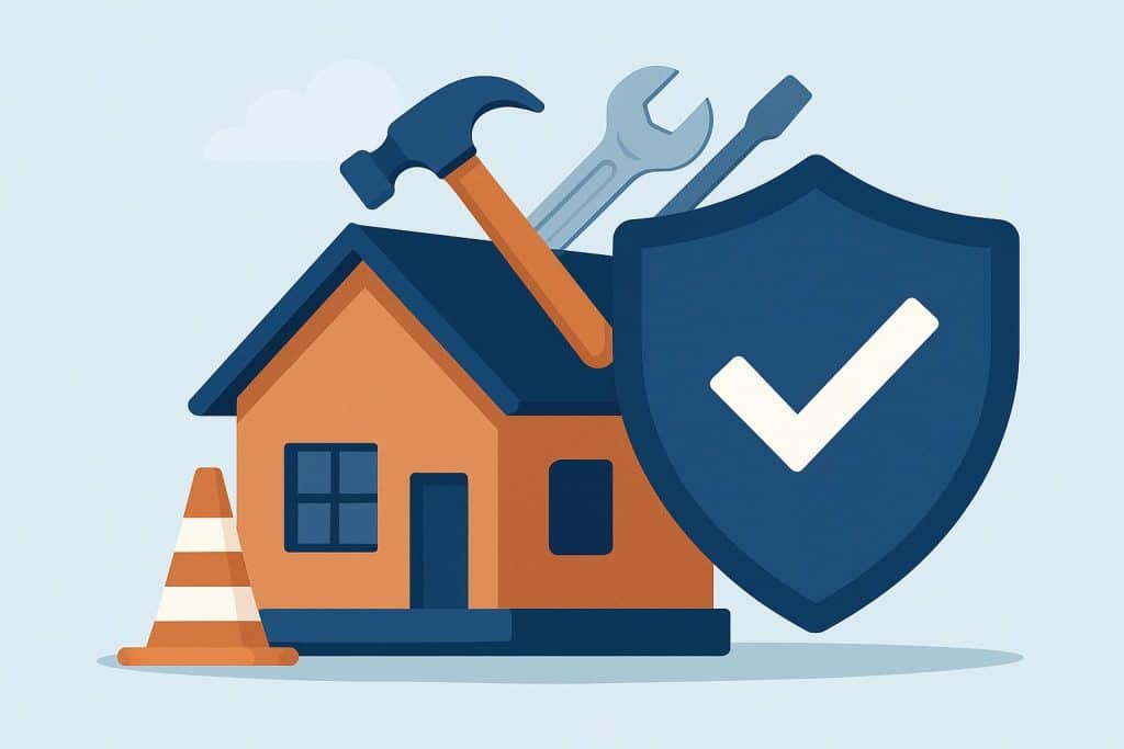 Secure peace of mind with comprehensive builders public liability insurance Construction site with safety barriers and builder’s tools representing public liability insurance.