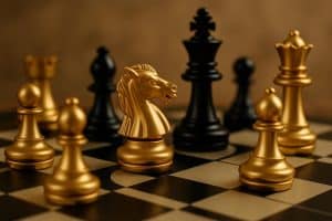 Chess pieces arranged on a board highlighting the strategic and cognitive benefits of chess