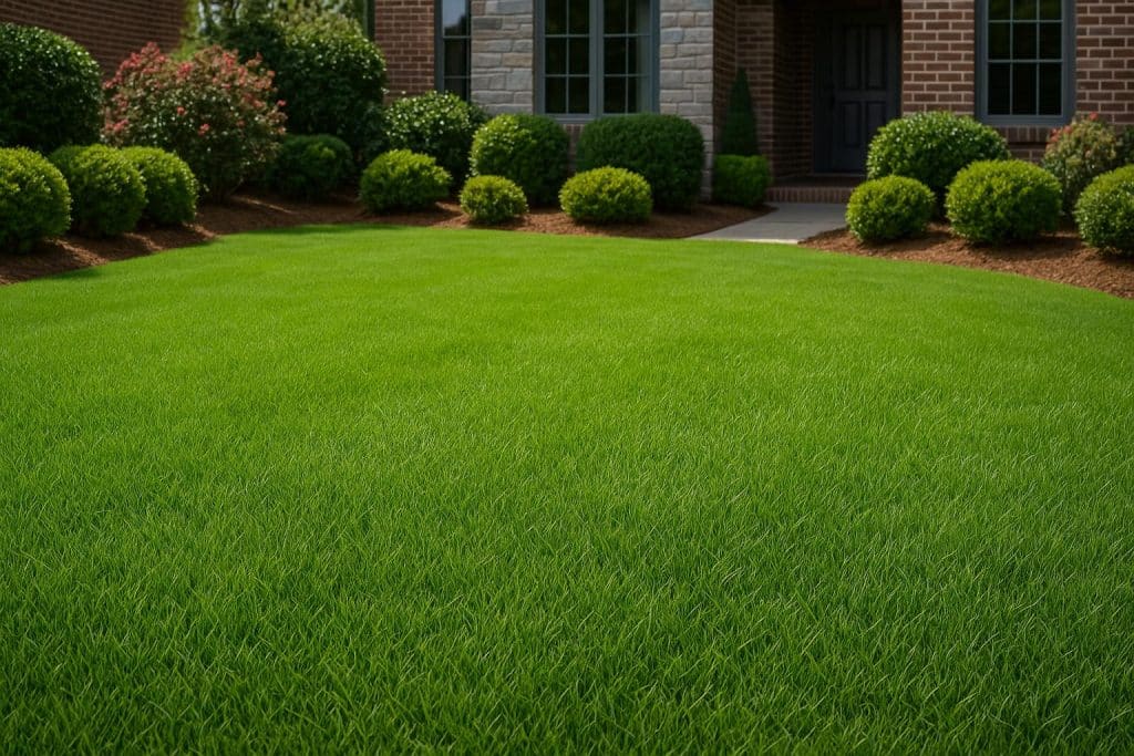 Lush Atlanta Emerald Zoysia grass showcasing vibrant green turf and dense, healthy blades