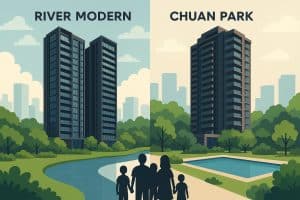 Comparison of River Modern and Chuan Park residential options for families with children