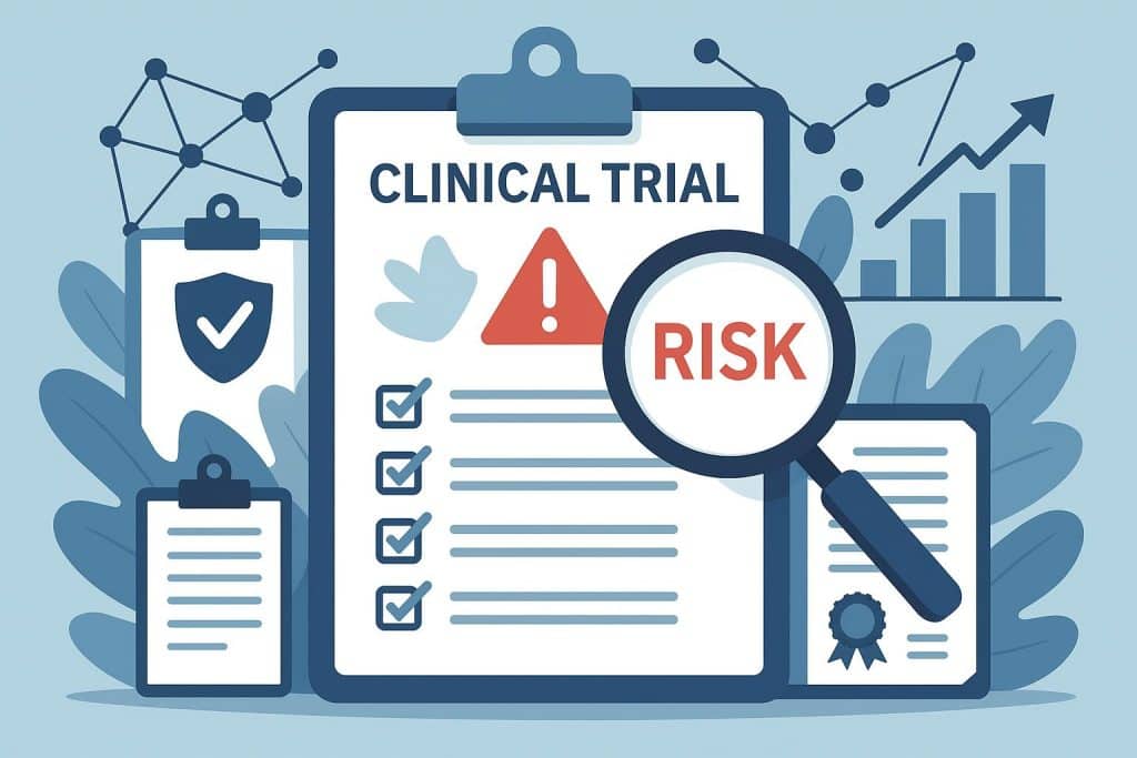 Charles V. Pollack, MD: Applying Structured Oversight to Clinical Trial Risk Clinical trial risk management concept with structured oversight elements and medical research tools