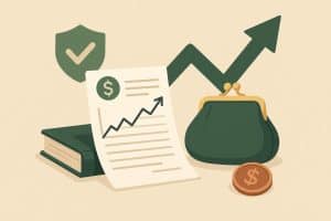 Open notebook with financial charts, pen, and calculator symbolizing personal finance confidence