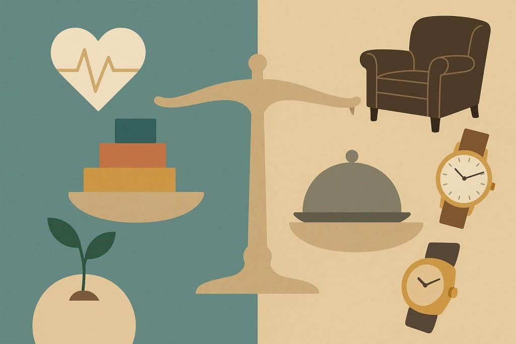 Healthy lifestyle choices and luxurious elements symbolizing longevity and the pursuit of a longer life