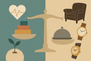 Healthy lifestyle choices and luxurious elements symbolizing longevity and the pursuit of a longer life