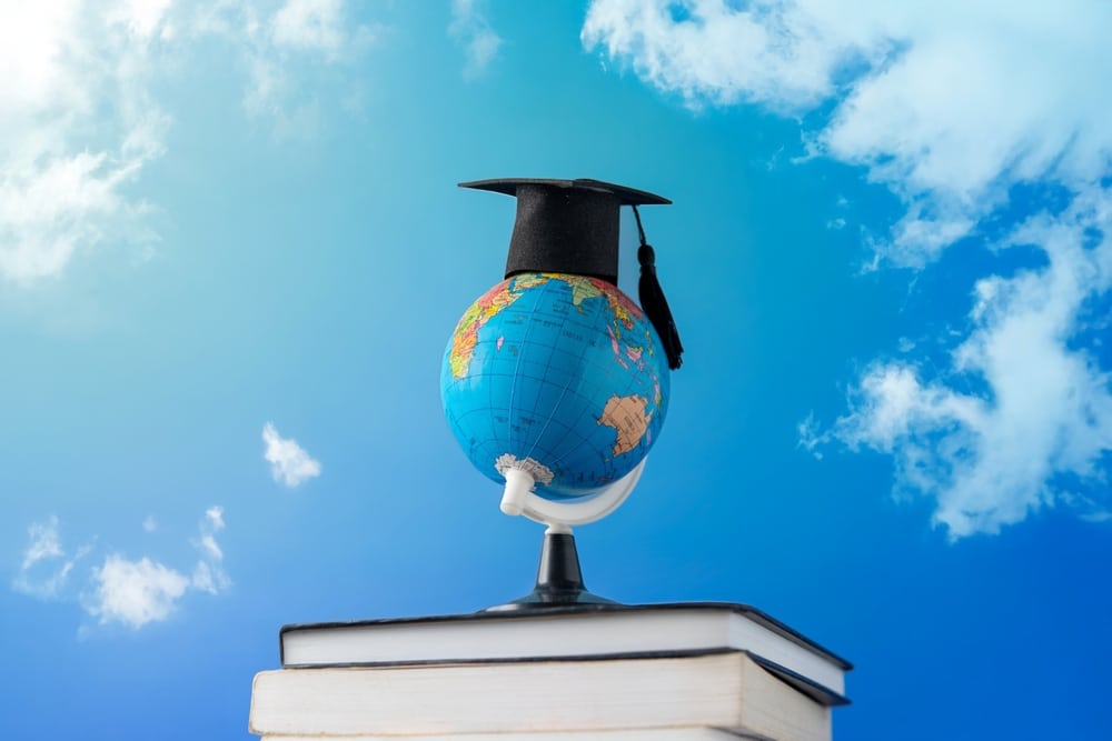 Rolph Balgobin: Learning at The Oxbridge International School A,Globe,Wearing,A,Graduation,Cap,On,Top,Of,A