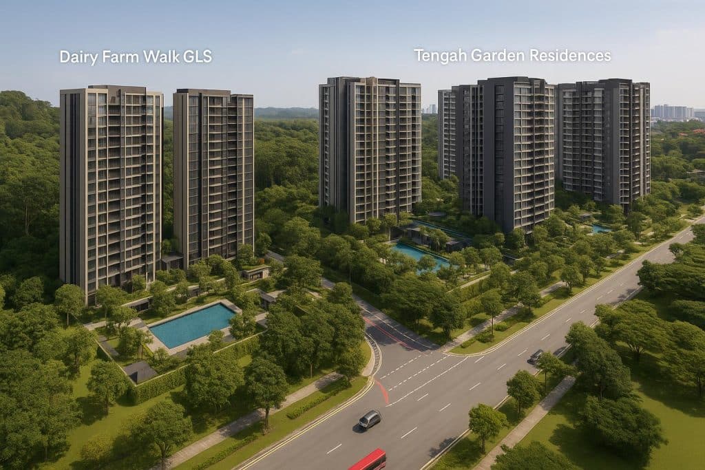 Aerial view of Dairy Farm Walk GLS site near Tengah Garden Residences under development