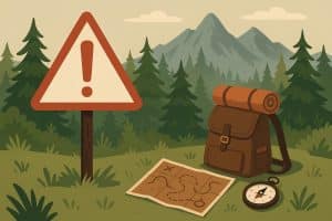 Hiker navigating forest trail, illustrating common wilderness safety myths and hiking risks