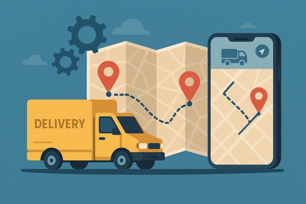 Delivery van with GPS location pins highlighting last mile delivery tracking advancements