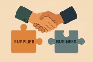 Handshake over a contract symbolizing selecting a supplier for long-term business partnership