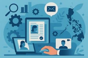 Remote work professional at desk with laptop symbolizing growth of digital services in Philippines