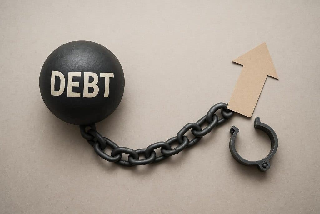 Overwhelming bills and financial documents symbolizing debt relief and solutions