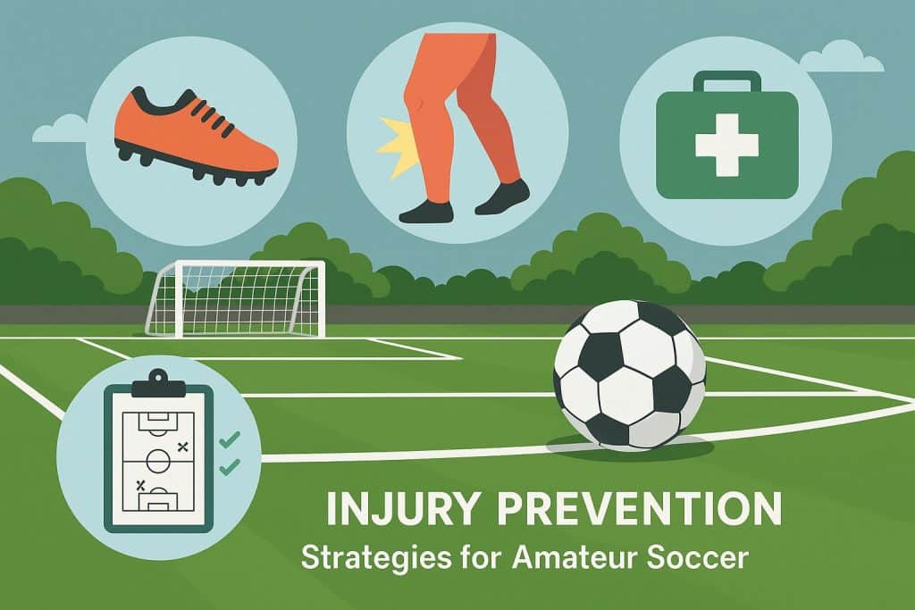 Soccer player demonstrating warm-up exercises for injury prevention on the field