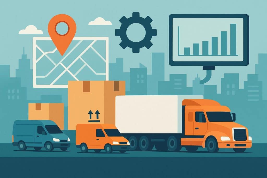 Modern fleet management dashboard interface for logistics companies by Seven Square software