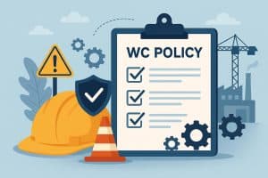 Workplace safety checklist and protective gear illustrating effective workers’ compensation policies