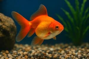 Colorful goldfish swimming in a clean aquarium with plants, illustrating proper goldfish care tips