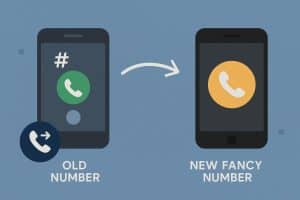 Smartphone displaying call forwarding settings for transferring calls from old to new phone number