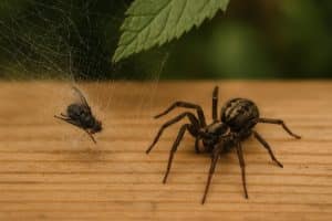 Close-up of a spider on its web highlighting its role in controlling household pests
