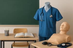 Books and digital devices symbolizing innovative methods in modern healthcare education